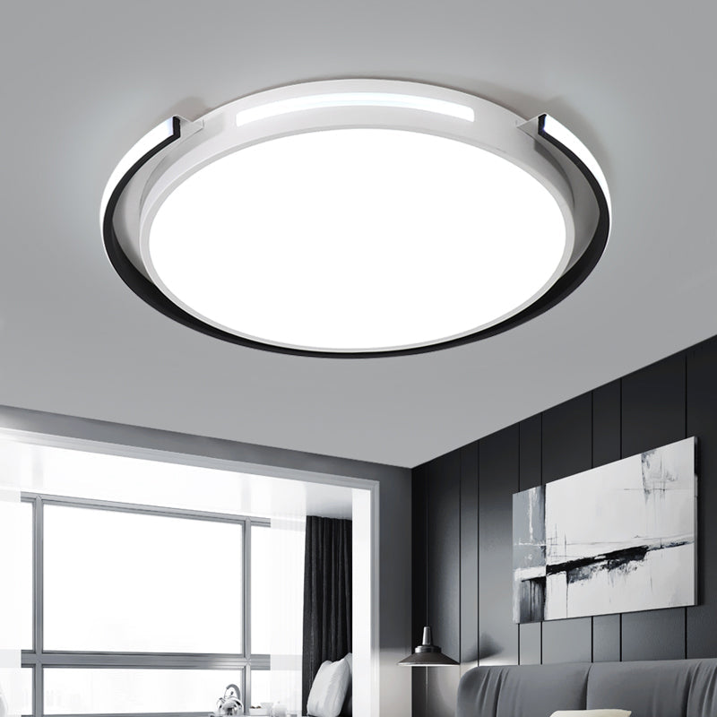 DecorBites™ DecorBites™ Black and White Round Ceiling Light with Acrylic Shade - Minimalism LED Flush Mounted Lamp