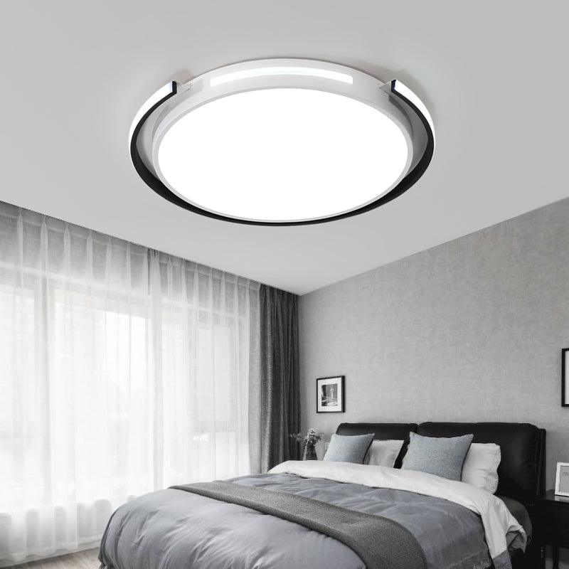 DecorBites™ DecorBites™ Black and White Round Ceiling Light with Acrylic Shade - Minimalism LED Flush Mounted Lamp