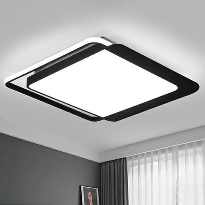 Lámpara de techo minimalista DecorBites™ DecorBites™ cuadrada negra con pantalla acrílica y luz LED empotrada. 