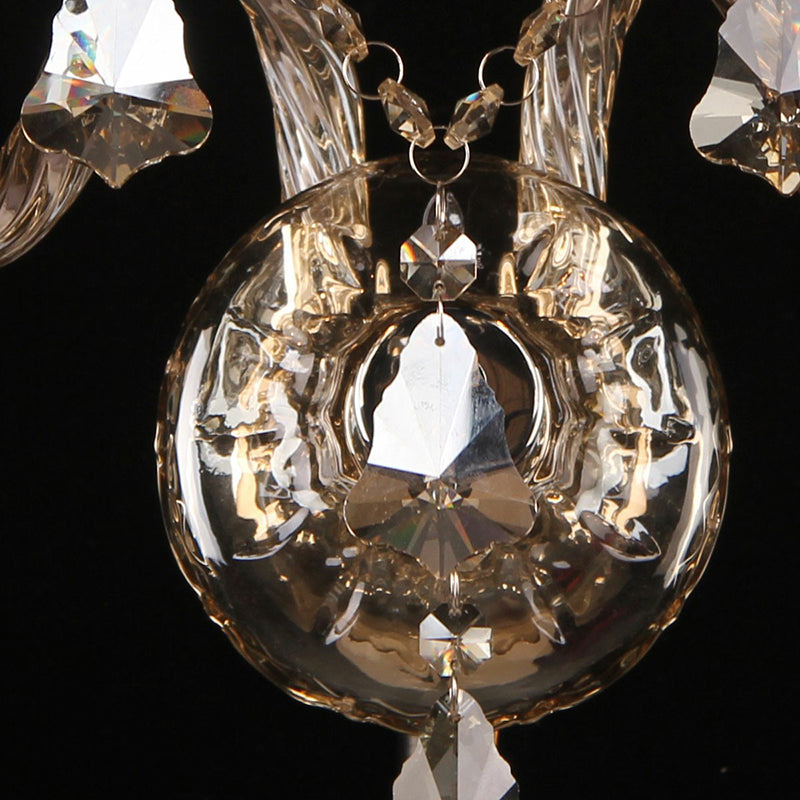 Aplique de pared de tela de estilo antiguo con 2 luces y flecos para dormitorio - Diseño festoneado ámbar