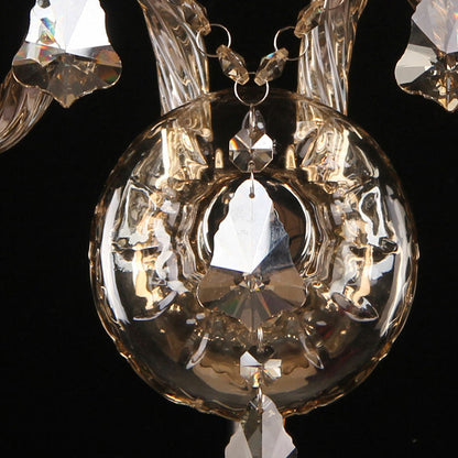 Aplique de pared de tela de estilo antiguo con 2 luces y flecos para dormitorio - Diseño festoneado ámbar