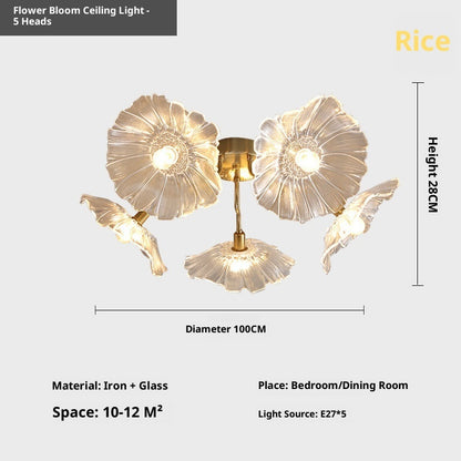 Modern Simple Home Glass Lotus Leaf Chandelier