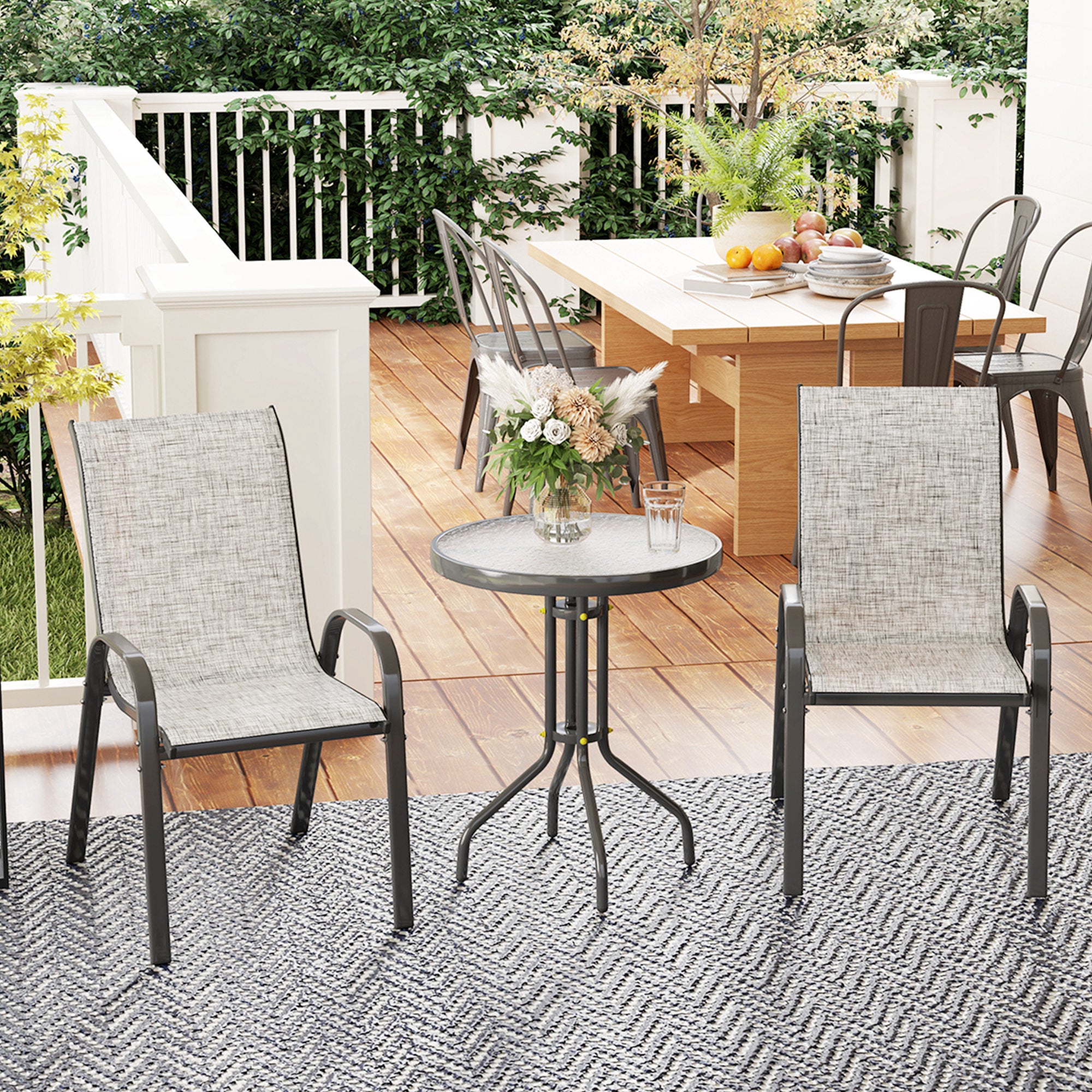 Compact Outdoor Bistro Set Gray Garden Style