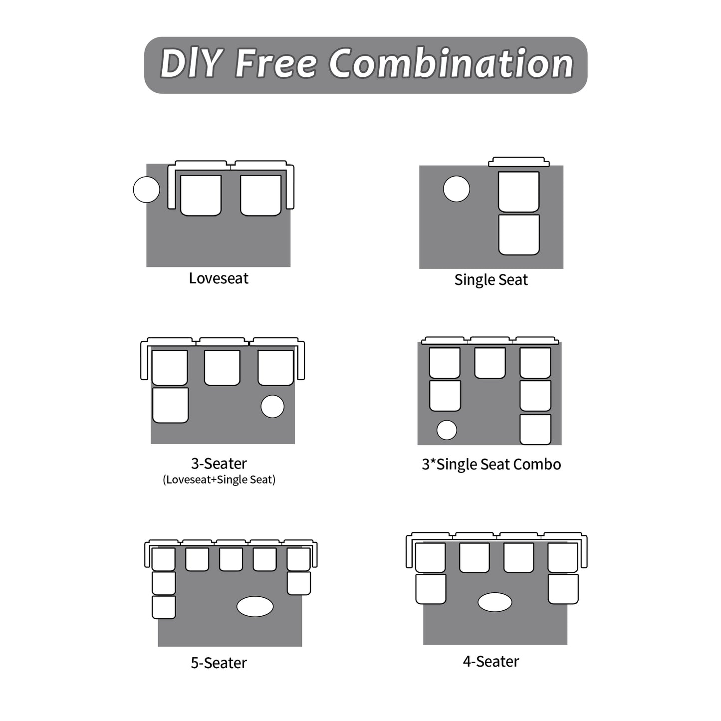 Modern Memory Foam Compressed Sofa,Single Chaise Longue For Living Room,Pet-Friendly Cloud Modular Sectional Sofa,Corduroy Fabric,Movable Ottoman,No Assembly Required,Grey