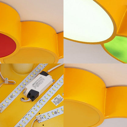 DecorBites™ DecorBites™ Lighting Up Learning: Yellow Metal LED Flush Mount Fixture with Adorable Cartoon Caterpillar Design for Kindergarten Spaces