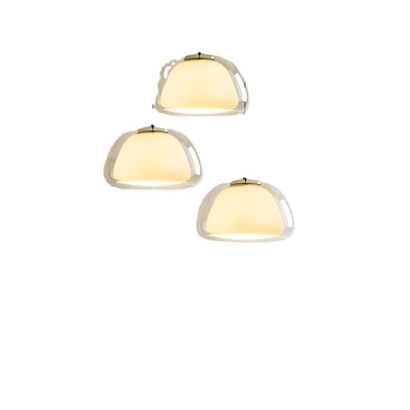 Entrance Restaurant Bar Creative Bedroom Cream Style Single-head Double-layer Glass Chandelier