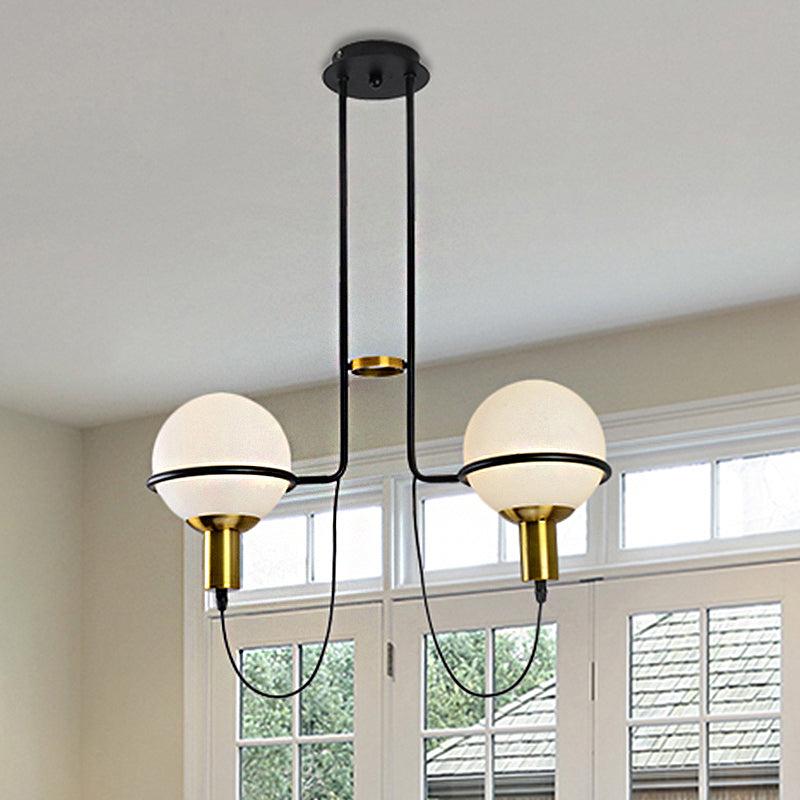 Lámpara de araña colgante contemporánea dorada de 2/4 luces con pantalla de cristal transparente