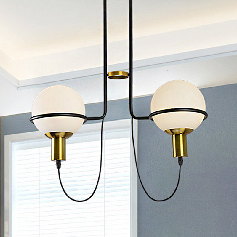 Lámpara de araña colgante contemporánea dorada de 2/4 luces con pantalla de cristal transparente