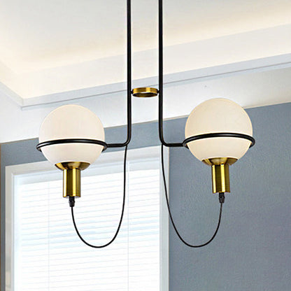 Lámpara de araña colgante contemporánea dorada de 2/4 luces con pantalla de cristal transparente