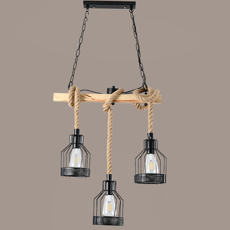 DecorBites™ Hang-It-Out Farmhouse Pendant Lamp - Bottle Shaped Cage Design with Wood & Metal for Restaurants