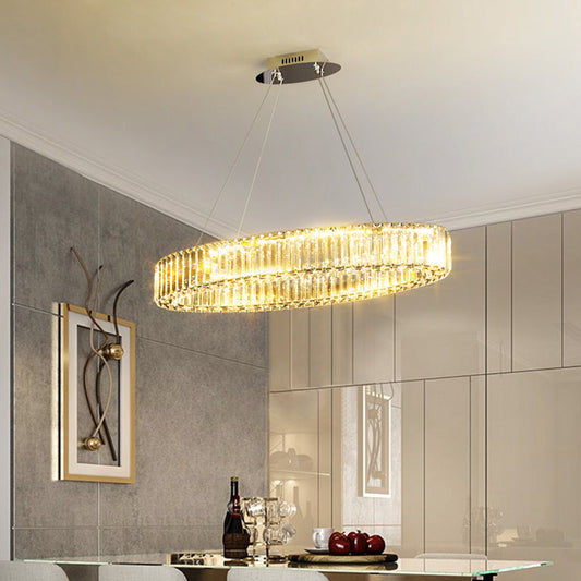 Lámpara colgante DecorBites™ de prisma de cristal transparente contemporáneo para mesa de comedor - Lámpara de isla con cristales K9