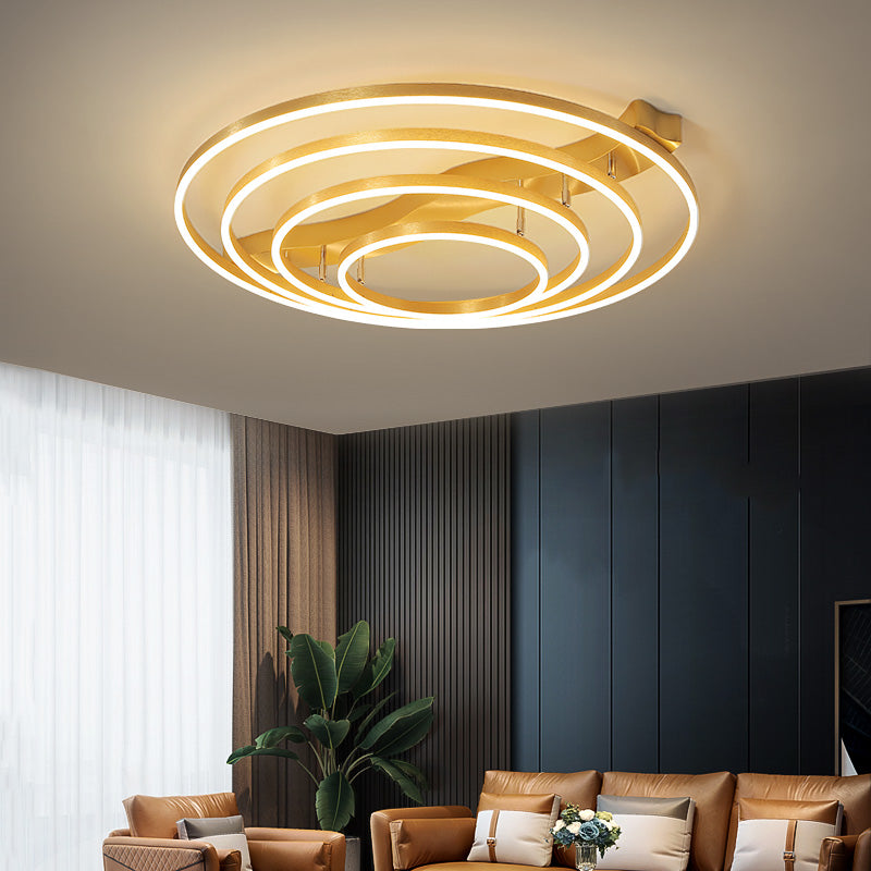 DecorBites™ DecorBites™ Brass Multi-Ring LED Flushmount Ceiling Light for Living Room