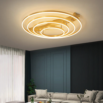 DecorBites™ DecorBites™ Brass Multi-Ring LED Flushmount Ceiling Light for Living Room