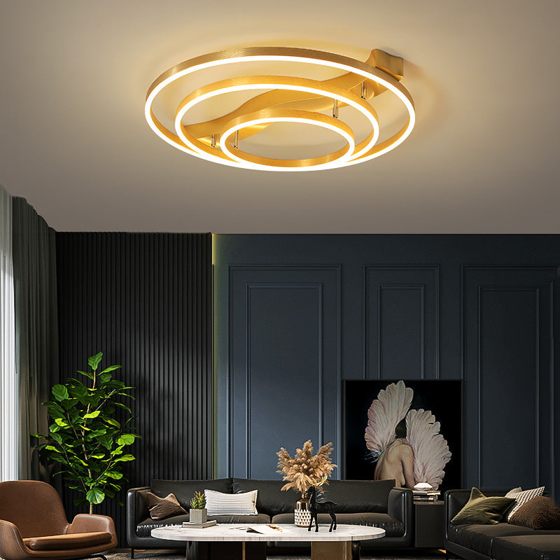 DecorBites™ DecorBites™ Brass Multi-Ring LED Flushmount Ceiling Light for Living Room