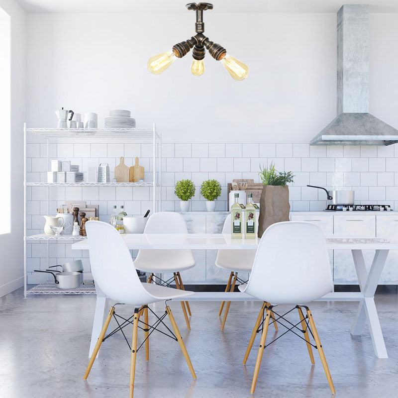 DecorBites™ DecorBites™ Steampunk Pipe Close to Ceiling Light in Bronze for Living Room