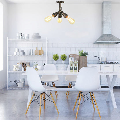 DecorBites™ DecorBites™ Steampunk Pipe Close to Ceiling Light in Bronze for Living Room