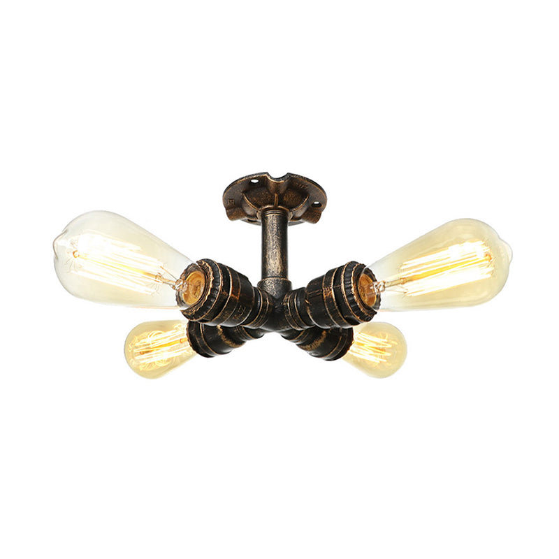 DecorBites™ DecorBites™ Steampunk Pipe Close to Ceiling Light in Bronze for Living Room