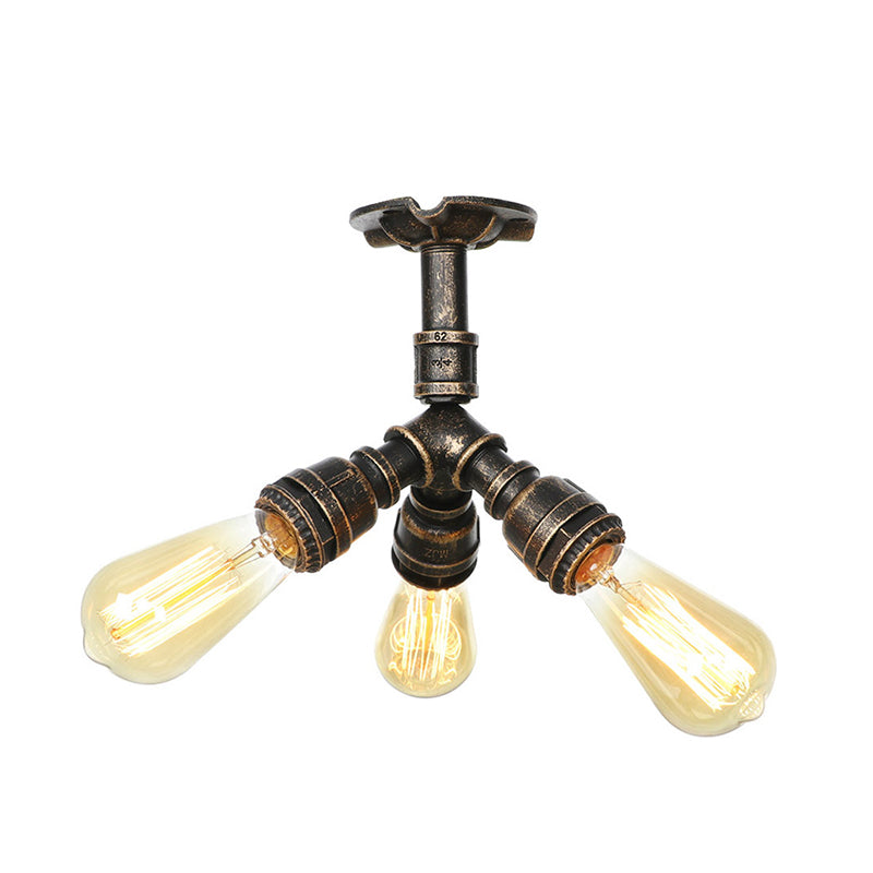 DecorBites™ DecorBites™ Steampunk Pipe Close to Ceiling Light in Bronze for Living Room