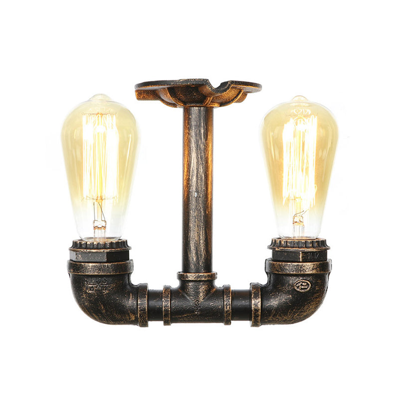 DecorBites™ DecorBites™ Steampunk Pipe Close to Ceiling Light in Bronze for Living Room