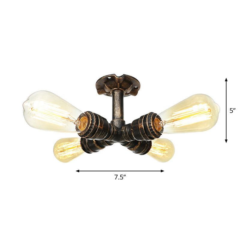 DecorBites™ DecorBites™ Steampunk Pipe Close to Ceiling Light in Bronze for Living Room
