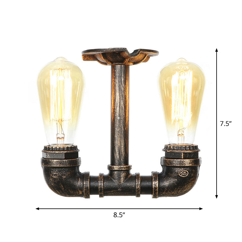 DecorBites™ DecorBites™ Steampunk Pipe Close to Ceiling Light in Bronze for Living Room