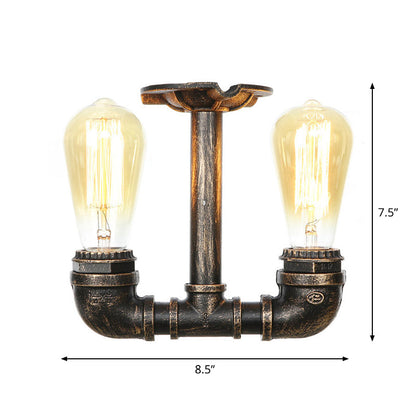 DecorBites™ DecorBites™ Steampunk Pipe Close to Ceiling Light in Bronze for Living Room