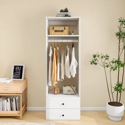 70.2"H Livelylodge Wooden Modular Closet Organizer:Modern Open Wardrobe Closet System With 2 Drawers For Bedroom&Coatroom White Finish