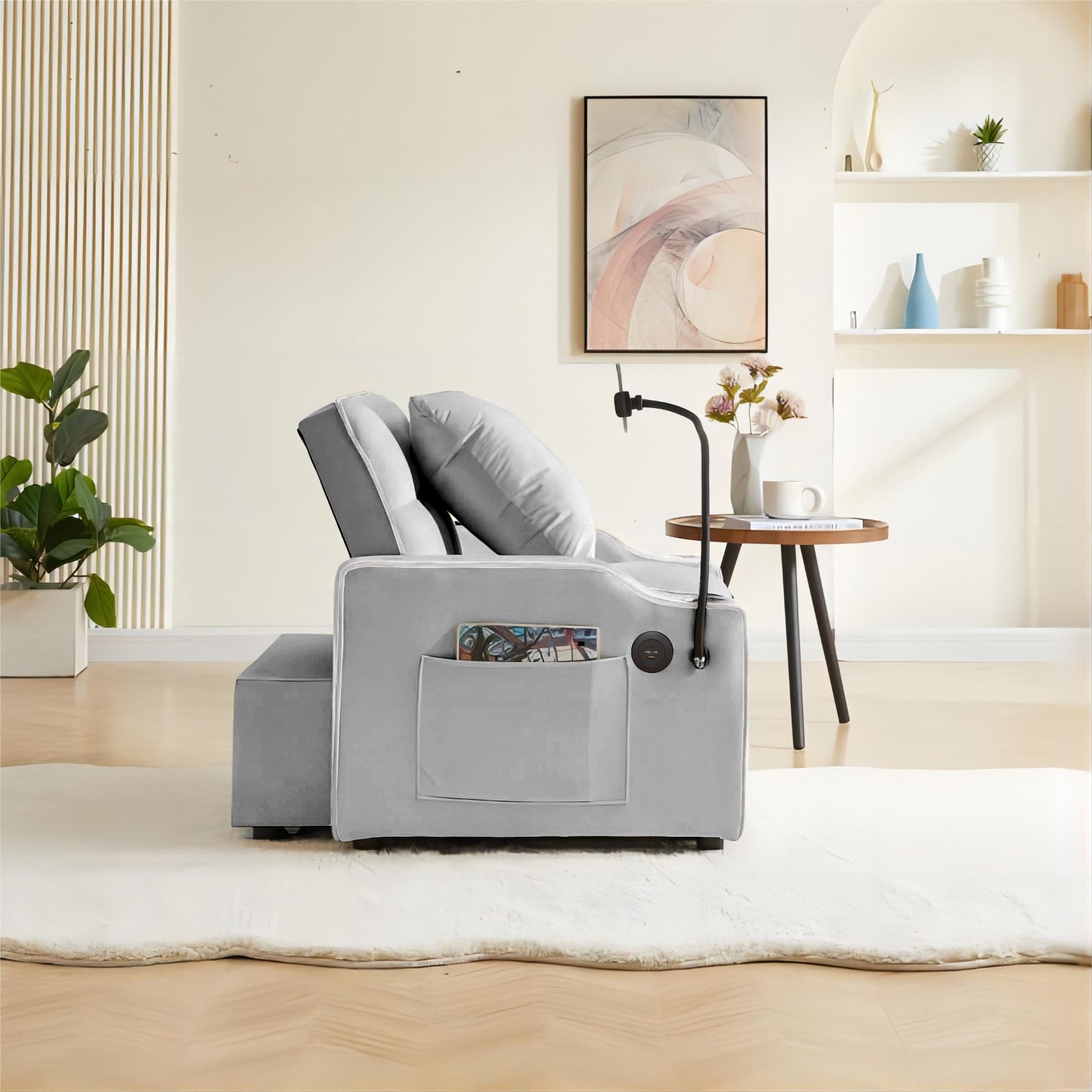 Sofá Cama Desmontable Convertible en Sillón Cama Desmontable Ajustable con Múltiples Bolsillos Sofá Plegable