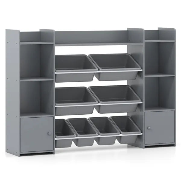 Gray Multi-Functional Kids Storage Shelf - Toy Organizer+Bookcase, 56"x12"x39", Anti-Toppling, 265lbs Capacity