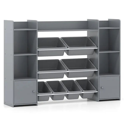 Gray Multi-Functional Kids Storage Shelf - Toy Organizer+Bookcase, 56"x12"x39", Anti-Toppling, 265lbs Capacity