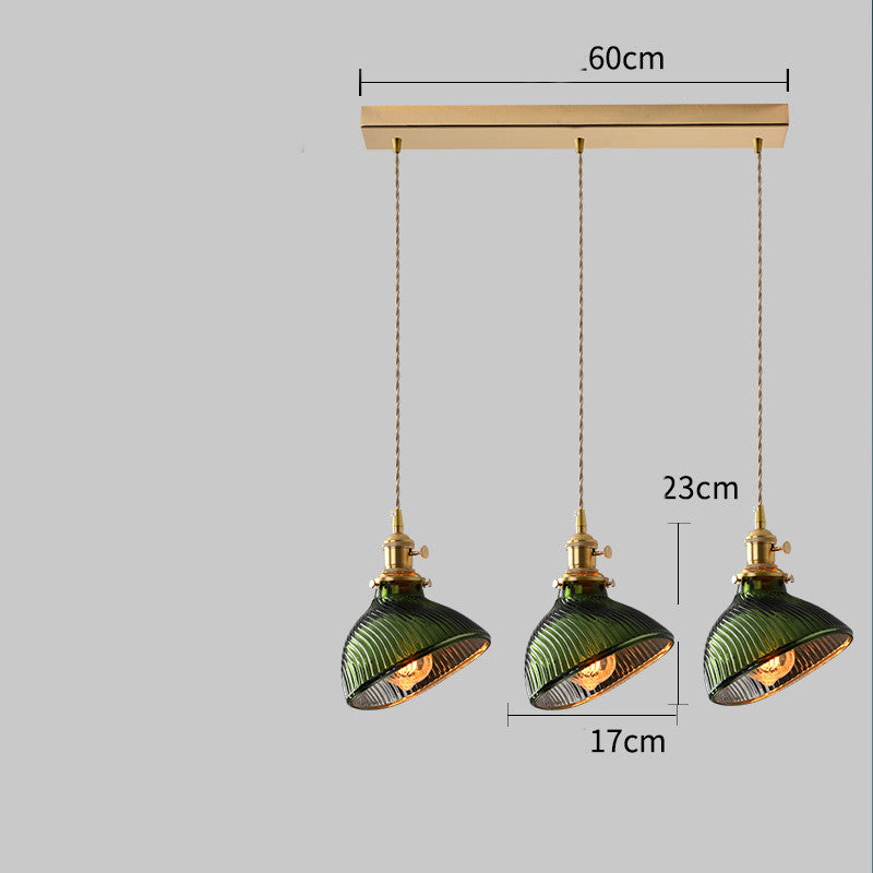 Copper Glass Chandelier Retro Style Multi-Size