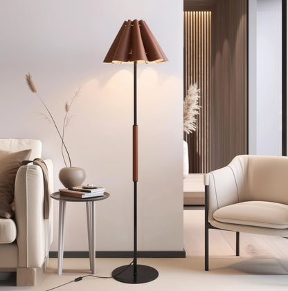 Floor Lamp With Leather Lampshade Perfect For Living Rooms, Bedrooms, Offices