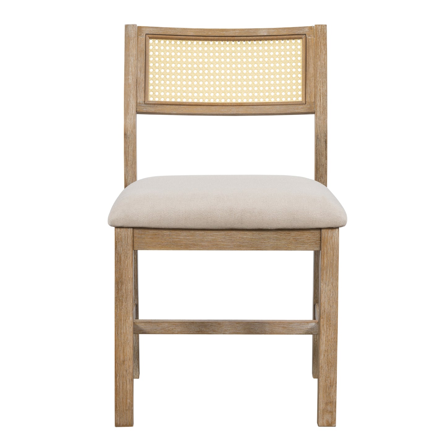 TREXM 6-piece Retro Farmhouse Style Dining Set, Rectangular Table And 4 Upholstered Chairs With Ratt