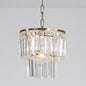 Prismatic Pendant Light: 2-Layer Crystal & Brass Hanging Ceiling Fixture for Living Room