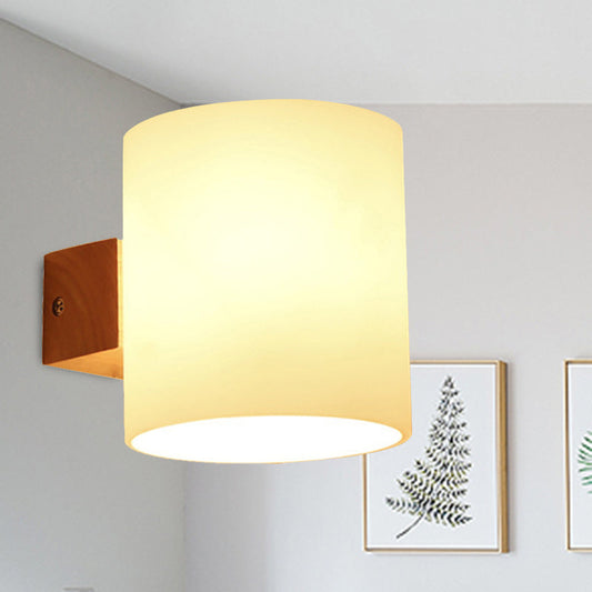 DecorBites™ Cylinder Shade Frosted Glass Japanese Wall Lamp - Beige Bedroom Wall Lighting