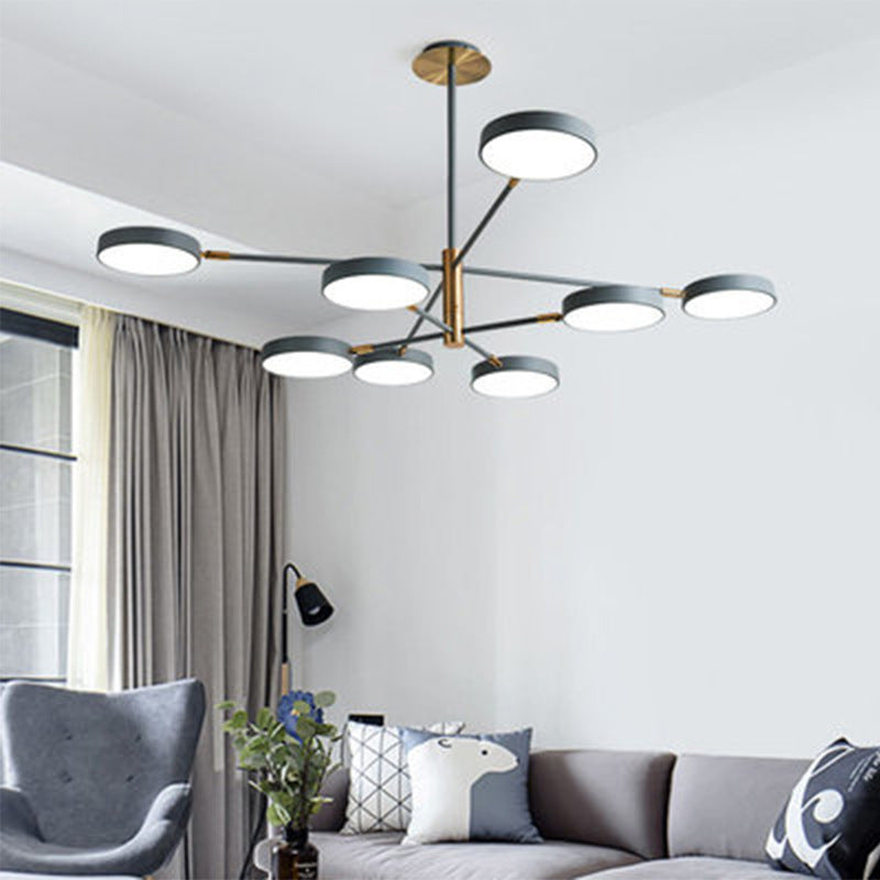 Modern Nordic Round Chandelier Pendant Light – Metallic Hanging Fixture for Living Room