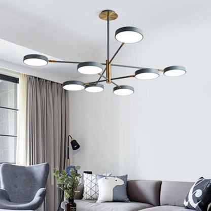 Modern Nordic Round Chandelier Pendant Light – Metallic Hanging Fixture for Living Room