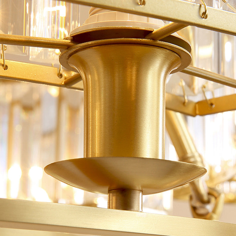 Modern Polished Brass Chandelier with Adjustable 15" Cord and Clear Crystal Pendant