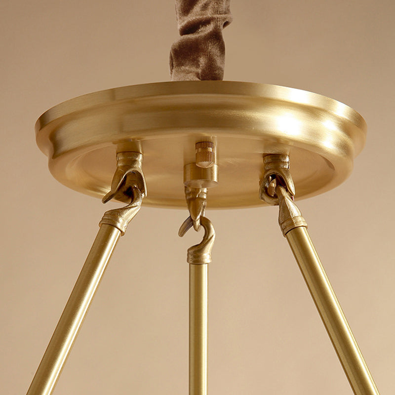 Modern Polished Brass Chandelier with Adjustable 15" Cord and Clear Crystal Pendant