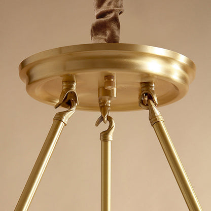 Modern Polished Brass Chandelier with Adjustable 15" Cord and Clear Crystal Pendant