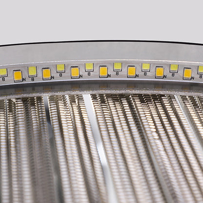 Lámpara de araña moderna circular de metal con borla y cadena - Lámpara colgante para sala de estar con luces LED de 3 colores