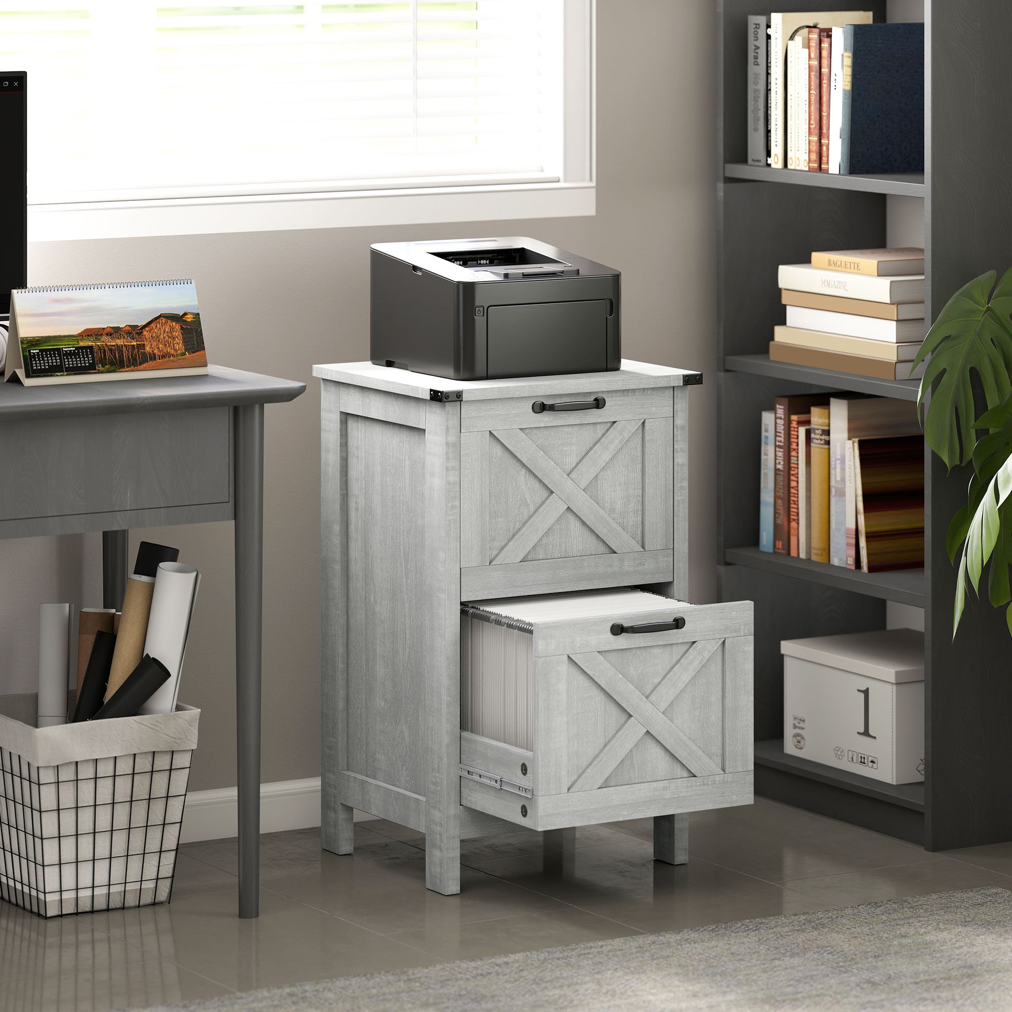 Rustic Wood File Cabinet