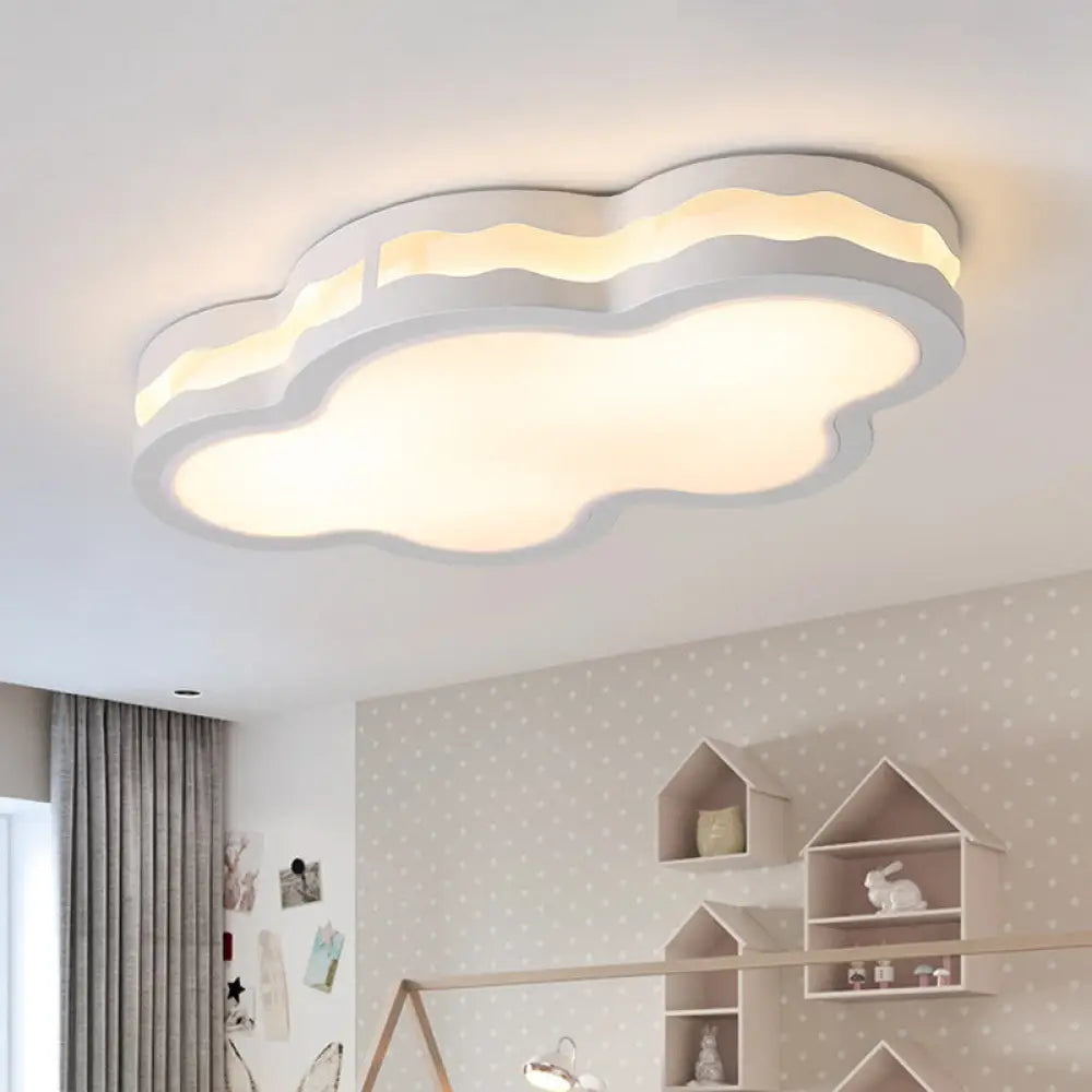 DecorBites™ DecorBites™ 26"/22.5" Cloud Flush Mount LED Bedroom Ceiling Lamp in White with Acrylic Shade