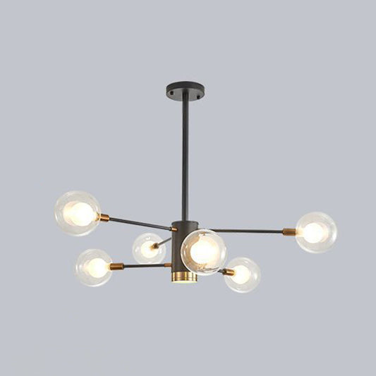 Minimalist Glass Chandelier with Clear Ball Shade - Modern Style Pendant Light for Living Room