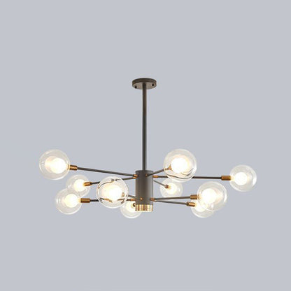 Lámpara de araña minimalista de cristal con pantalla esférica transparente - Lámpara colgante de estilo moderno para sala de estar