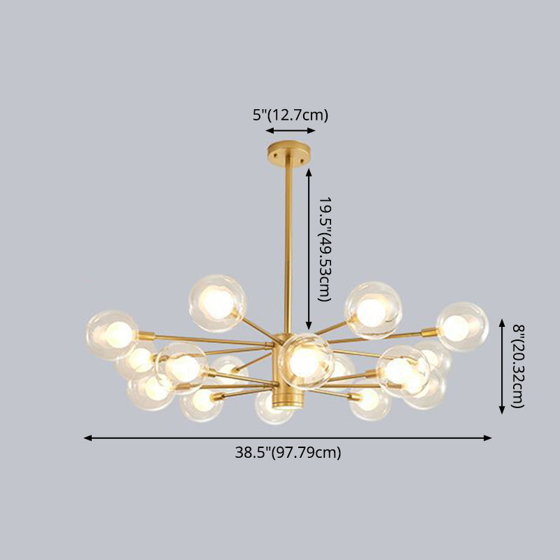 Lámpara de araña minimalista de cristal con pantalla esférica transparente - Lámpara colgante de estilo moderno para sala de estar