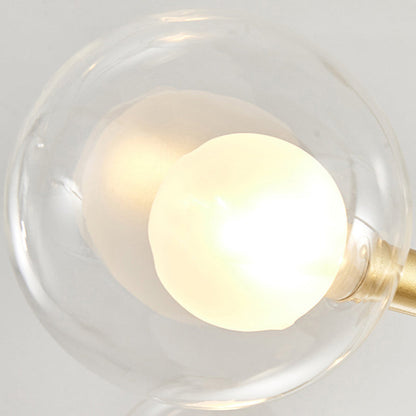 Lámpara de araña minimalista de cristal con pantalla esférica transparente - Lámpara colgante de estilo moderno para sala de estar