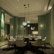 Green Leaf Glass Chandelier Three-Head Disc