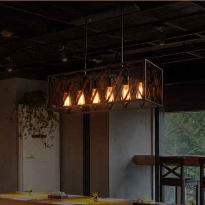 DecorBites™ Industrial Style Black Ironwork Pendant Light for Bar - Rectangular Island Design