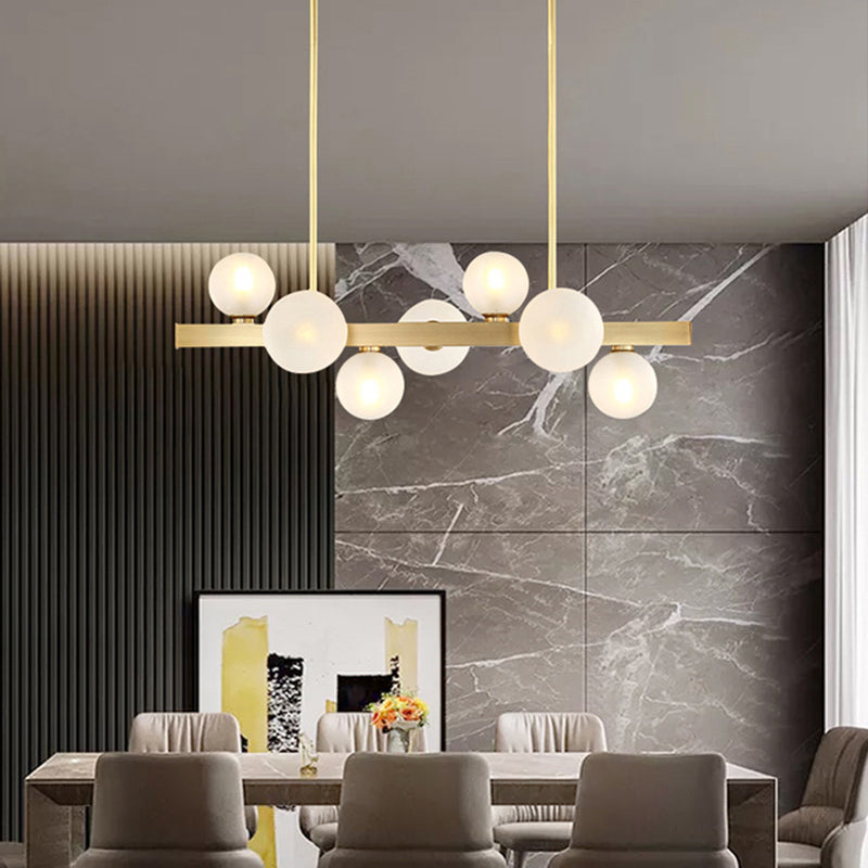 DecorBites™ Gold Simplicity Globe Pendant Lamp: Frosted Glass Dining Room Island Lighting